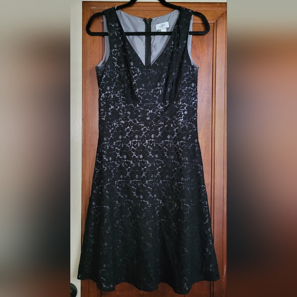 LOFT Black Lace Sleeveless Cocktail Dress #4S